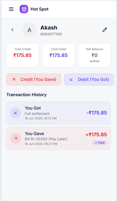 ShopVerse POS khata and customer credit ledger